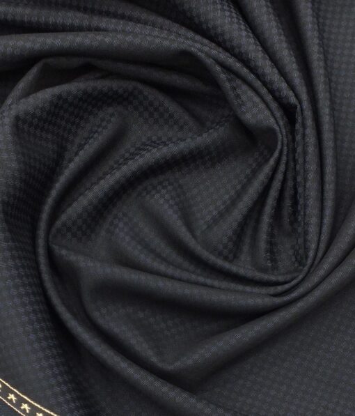 Reid & Taylor Men's Dark Blue Structured Poly Viscose Trouser Fabric (Unstitched - 1.25 Mtr)