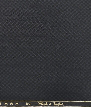 Reid & Taylor Men's Dark Blue Structured Poly Viscose Trouser Fabric (Unstitched - 1.25 Mtr)