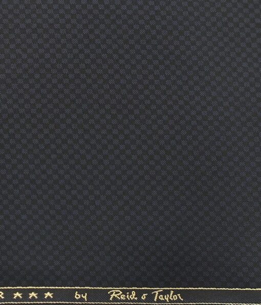 Reid & Taylor Men's Dark Blue Structured Poly Viscose Trouser Fabric (Unstitched - 1.25 Mtr)