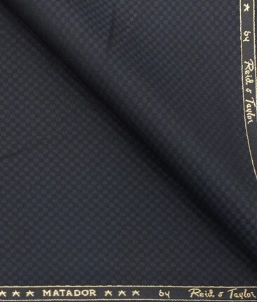 Reid & Taylor Men's Dark Blue Structured Poly Viscose Trouser Fabric (Unstitched - 1.25 Mtr)