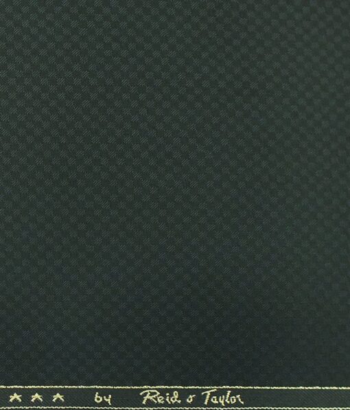 Reid & Taylor Men's Dark Sea Green Structured Poly Viscose Trouser Fabric (Unstitched - 1.25 Mtr)