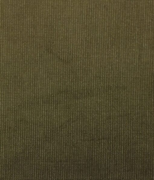 Arvind Wood Brown Self Design 98% Cotton Stretchable Corduroy Trouser Fabric (Unstitched - 1.30 Mtr)