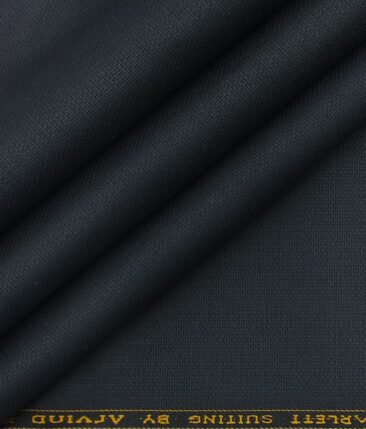 Arvind Navy Blue 100% Cotton Structured Trouser Fabric (Unstitched - 1.30 Mtr)