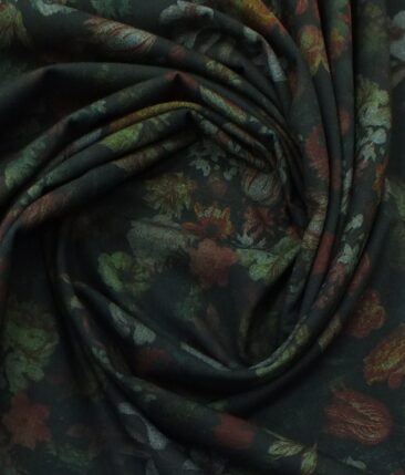 Don & Julio (D & J) Black Digital Print Premium Bandh Gala or Blazer Fabric (Unstitched - 2 Mtr)