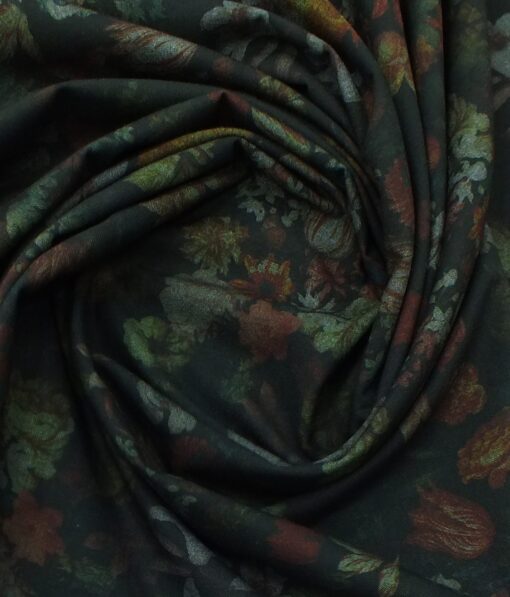 Don & Julio (D & J) Black Digital Print Premium Bandh Gala or Blazer Fabric (Unstitched - 2 Mtr)