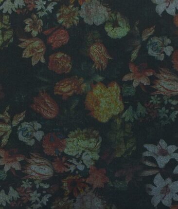 Don & Julio (D & J) Black Digital Print Premium Bandh Gala or Blazer Fabric (Unstitched - 2 Mtr)