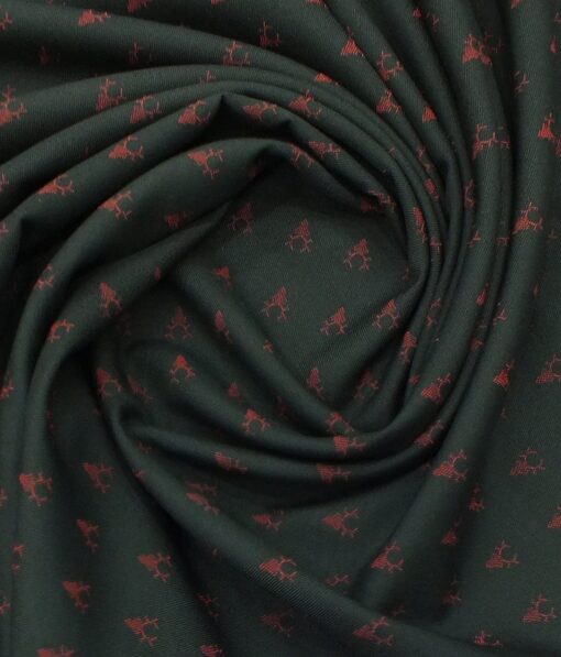Don & Julio (D & J) Black Base Red Dobby Premium Bandh Gala or Blazer Fabric (Unstitched - 2 Mtr)