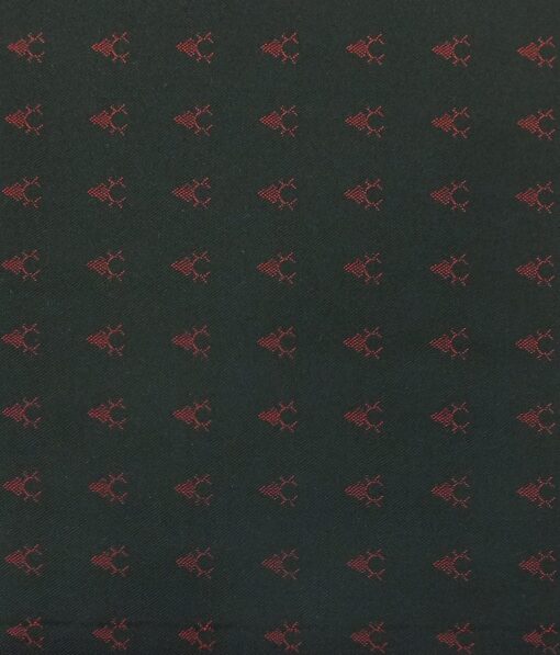 Don & Julio (D & J) Black Base Red Dobby Premium Bandh Gala or Blazer Fabric (Unstitched - 2 Mtr)