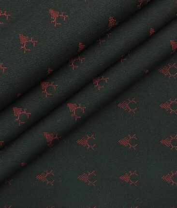 Don & Julio (D & J) Black Base Red Dobby Premium Bandh Gala or Blazer Fabric (Unstitched - 2 Mtr)