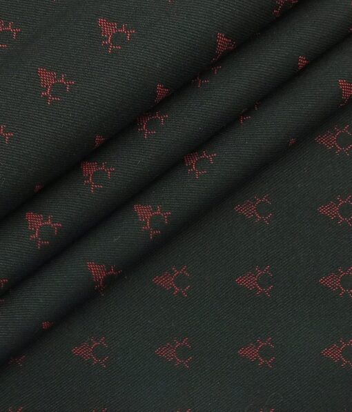 Don & Julio (D & J) Black Base Red Dobby Premium Bandh Gala or Blazer Fabric (Unstitched - 2 Mtr)