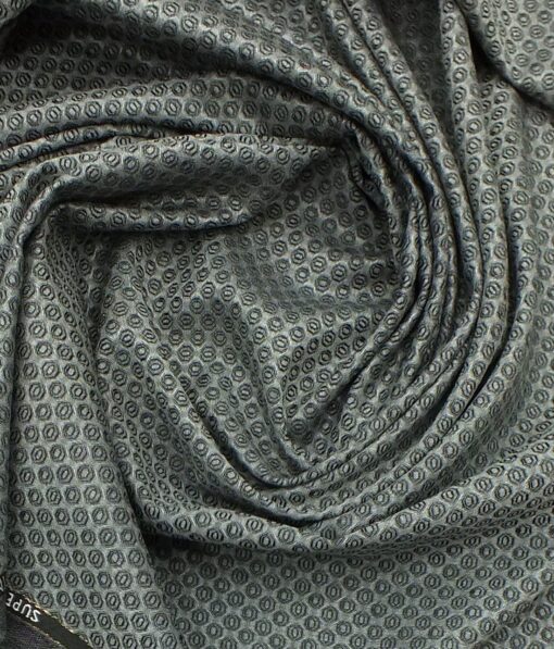 J.Hampstead by Siyaram's  Silver Grey Super 100 20% Wool Embossed Weave Premium Bandh Gala or Blazer Fabric (Unstitched - 2 Mtr)