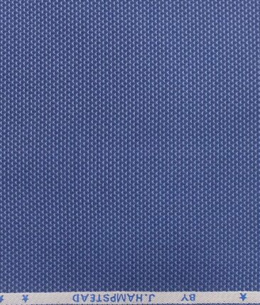 J.hampstead by Siyaram's Bright Blue 100% 3 Ply Giza Cotton Jaquard Structured Trouser Fabric (Unstitched - 1.30 Mtr)