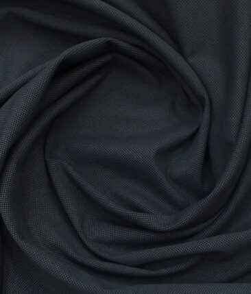 J.hampstead by Siyaram's Dark Blackish Blue 98% Giza Cotton Printed Stretchable Trouser Fabric (Unstitched - 1.30 Mtr)