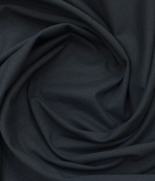 J.hampstead by Siyaram's Dark Blackish Blue 98% Giza Cotton Printed Stretchable Trouser Fabric (Unstitched - 1.30 Mtr)