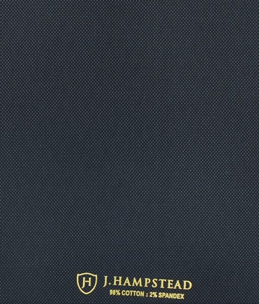 J.hampstead by Siyaram's Dark Blackish Blue 98% Giza Cotton Printed Stretchable Trouser Fabric (Unstitched - 1.30 Mtr)
