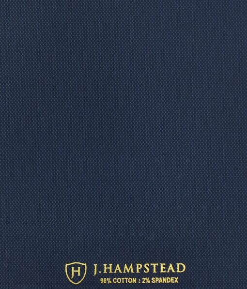 J.hampstead by Siyaram's Dark Royal Blue 98% Giza Cotton Printed Stretchable Trouser Fabric (Unstitched - 1.30 Mtr)
