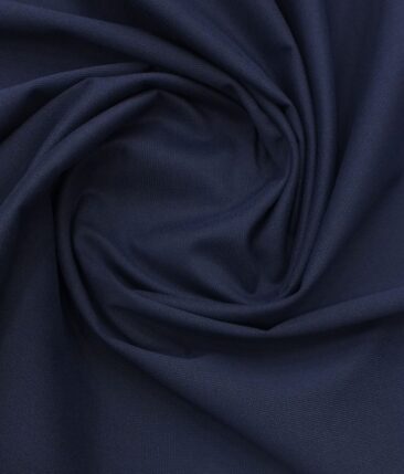 J.hampstead by Siyaram's Royal Blue 98% Giza Cotton Printed Stretchable Trouser Fabric (Unstitched - 1.30 Mtr)