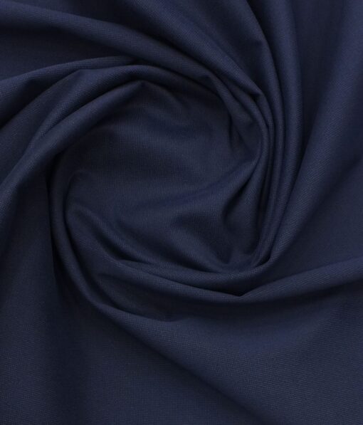 J.hampstead by Siyaram's Royal Blue 98% Giza Cotton Printed Stretchable Trouser Fabric (Unstitched - 1.30 Mtr)