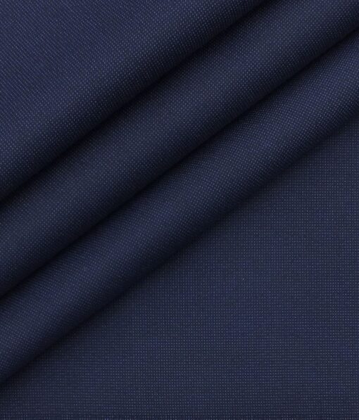 J.hampstead by Siyaram's Royal Blue 98% Giza Cotton Printed Stretchable Trouser Fabric (Unstitched - 1.30 Mtr)