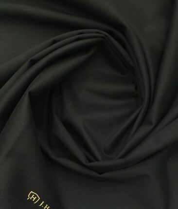J.hampstead by Siyaram's Black 98% Cotton Solids Stretchable Trouser Fabric (Unstitched - 1.40 Mtr)