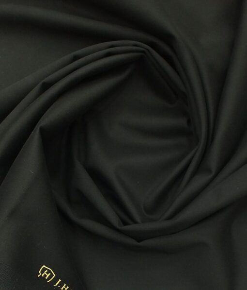 J.hampstead by Siyaram's Black 98% Cotton Solids Stretchable Trouser Fabric (Unstitched - 1.40 Mtr)