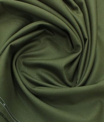 J.hampstead by Siyaram's Moss Green 100% Cotton Structured Trouser Fabric (Unstitched - 1.30 Mtr)
