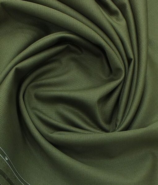 J.hampstead by Siyaram's Moss Green 100% Cotton Structured Trouser Fabric (Unstitched - 1.30 Mtr)