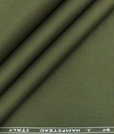 J.hampstead by Siyaram's Moss Green 100% Cotton Structured Trouser Fabric (Unstitched - 1.30 Mtr)