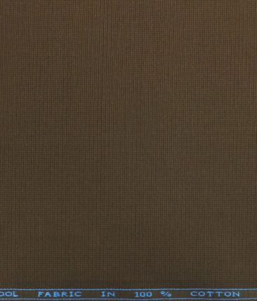 J.hampstead by Siyaram's Walnut Brown 100% Cotton Structured Trouser Fabric (Unstitched - 1.30 Mtr)