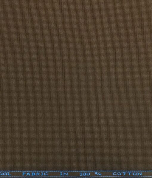 J.hampstead by Siyaram's Walnut Brown 100% Cotton Structured Trouser Fabric (Unstitched - 1.30 Mtr)