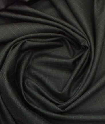 J.Hampstead by Siyaram's Dark Grey Self Check Super 100's 20% Wool Premium Unstitched Three Piece Suit Fabric (3.75 Mtr)