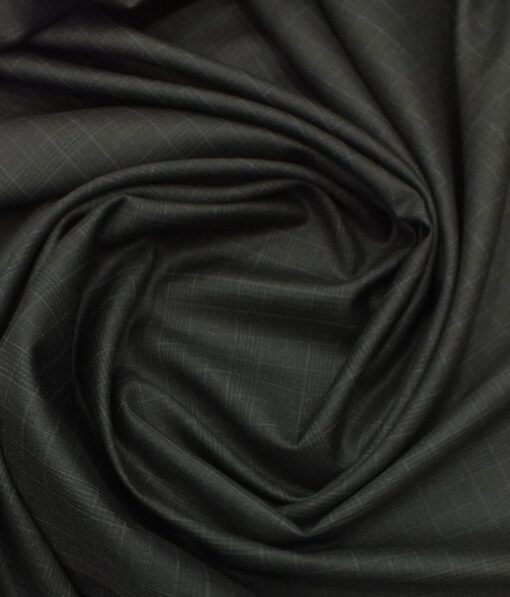 J.Hampstead by Siyaram's Dark Grey Self Check Super 100's 20% Wool Premium Unstitched Three Piece Suit Fabric (3.75 Mtr)