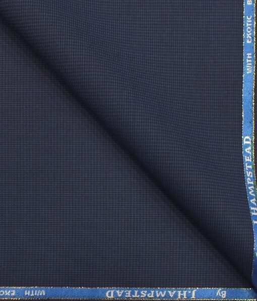 J.Hampstead by Siyaram's Dark Royal Blue Structured Super 100's 20% Wool Premium Unstitched Three Piece Suit Fabric (3.75 Mtr)