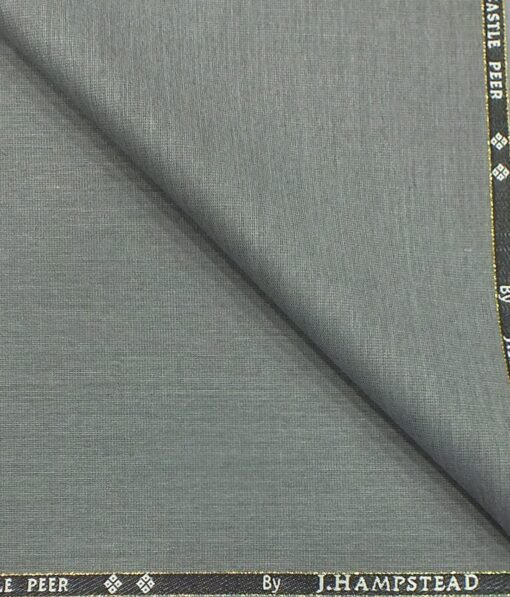 J.Hampstead by Siyaram's  Light Silver Grey Self Design Super 100's 20% Wool Premium Unstitched Three Piece Suit Fabric (3.75 Mtr)