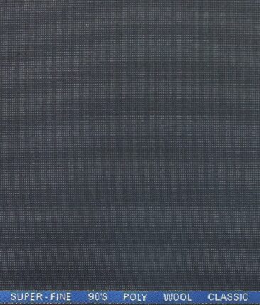 J.Hampstead by Siyaram's Dark Greyish Blue Structured Super 100's 20% Wool Premium Unstitched Two Piece Suit Fabric (3 Mtr)