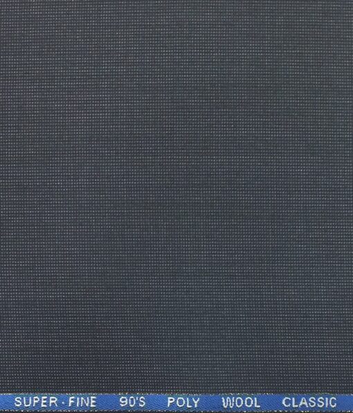 J.Hampstead by Siyaram's Dark Greyish Blue Structured Super 100's 20% Wool Premium Unstitched Two Piece Suit Fabric (3 Mtr)