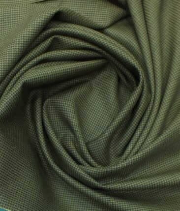J.Hampstead by Siyaram's Olive Green Structured Super 100's 35% Wool Premium Unstitched Three Piece Suit Fabric (3.75 Mtr)