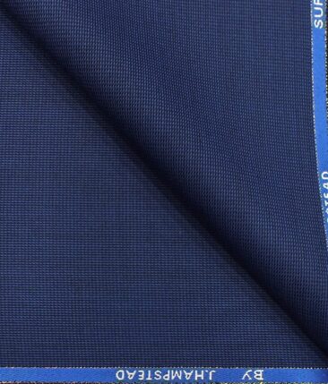 J.Hampstead by Siyaram's Royal Blue Structured Super 100's 35% Wool Premium Unstitched Three Piece Suit Fabric (3.75 Mtr)