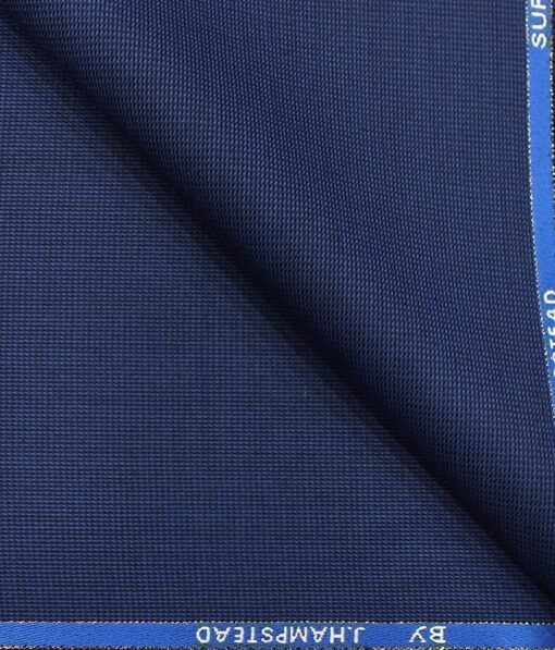 J.Hampstead by Siyaram's Royal Blue Structured Super 100's 35% Wool Premium Unstitched Three Piece Suit Fabric (3.75 Mtr)