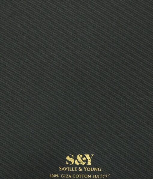 Saville & Young (S&Y) Black 100% Giza Cotton Structured Print Trouser Fabric (Unstitched - 1.30 Mtr)