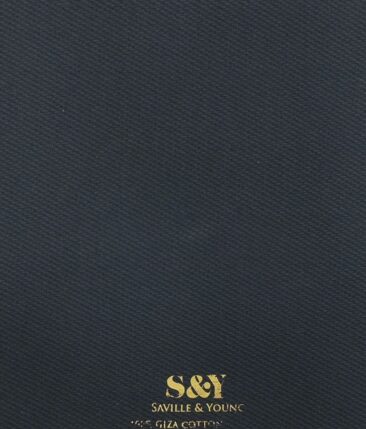 Saville & Young (S&Y) Dark Blue 100% Giza Cotton Structured Print Trouser Fabric (Unstitched - 1.30 Mtr)