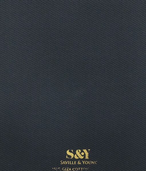 Saville & Young (S&Y) Dark Blue 100% Giza Cotton Structured Print Trouser Fabric (Unstitched - 1.30 Mtr)