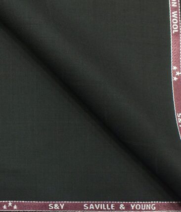 Saville & Young (S&Y) Black Self Broad Check Super 110's 22% Merino Wool Premium Unstitched Three Piece Suit Fabric (3.75 Mtr)