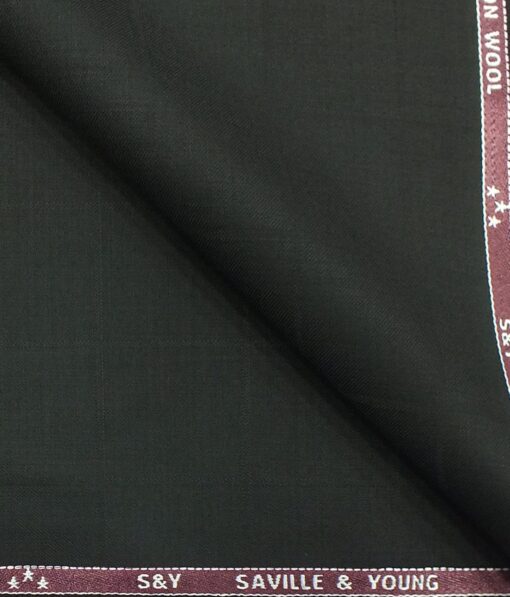 Saville & Young (S&Y) Black Self Broad Check Super 110's 22% Merino Wool Premium Unstitched Three Piece Suit Fabric (3.75 Mtr)
