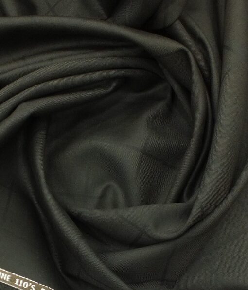 Saville & Young (S&Y) Dark Brown Self Broad Check Super 110's 22% Merino Wool Premium Unstitched Three Piece Suit Fabric (3.75 Mtr)