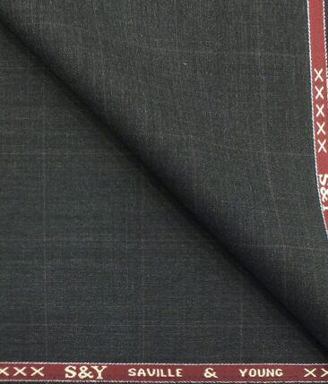 Saville & Young (S&Y) Dark Grey Mauve Check Super 90's 45% Australian Wool Premium Unstitched Three Piece Suit Fabric (3.75 Mtr)