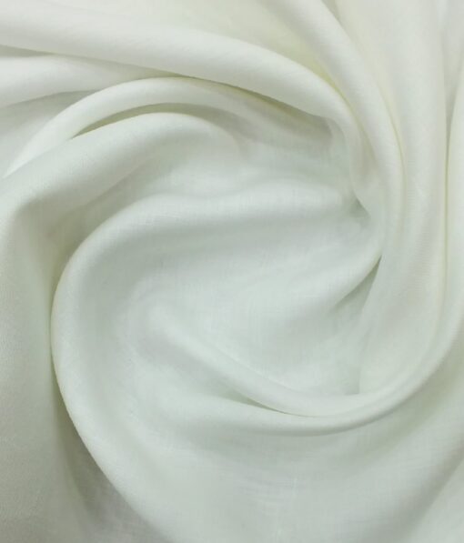 Linen Club White 100% Pure Linen 60 LEA Self Design Shirt Fabric (1.60 M)