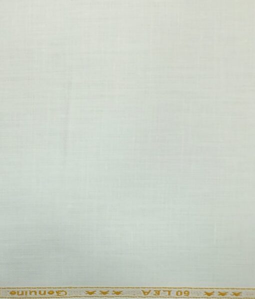 Linen Club White 100% Pure Linen 60 LEA Self Design Shirt Fabric (1.60 M)