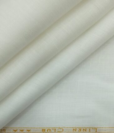 Linen Club White 100% Pure Linen 60 LEA Self Design Shirt Fabric (1.60 M)