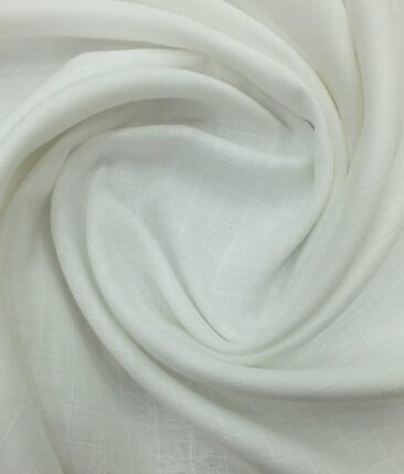Linen Club White 100% Pure Linen 60 LEA Self Check Shirt Fabric (1.60 M)